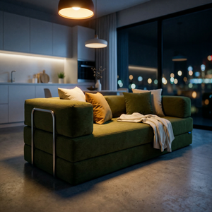 Sofá cama compacto moderno para viver sem atrito