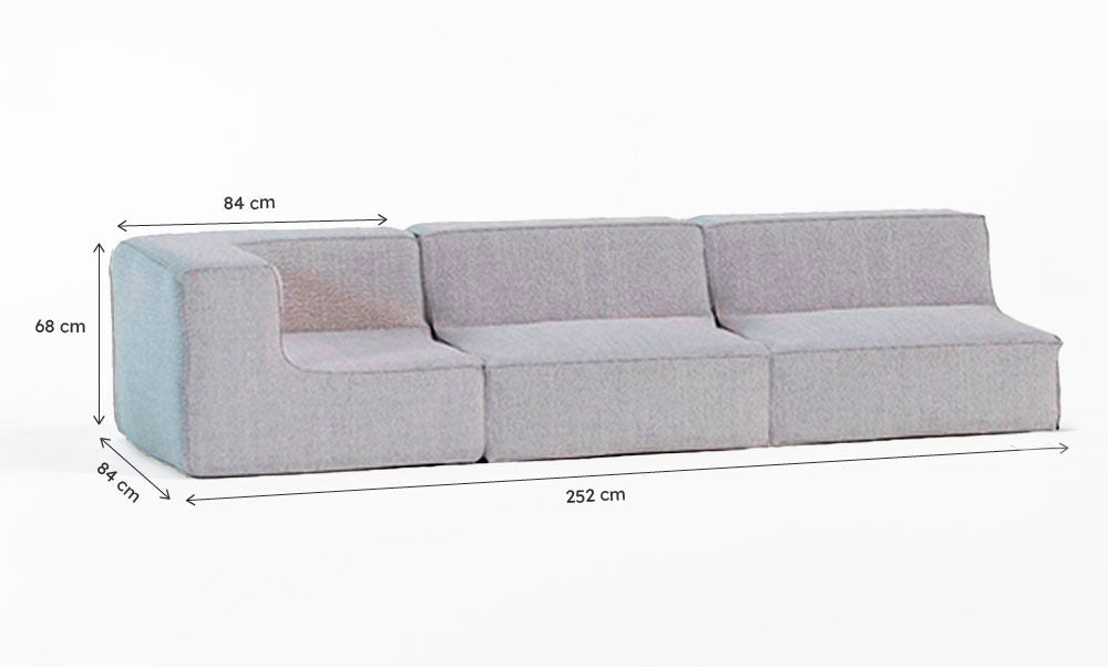Sofá Modular Flow Boucle Cinza - 3 Lugares - 1 Canto