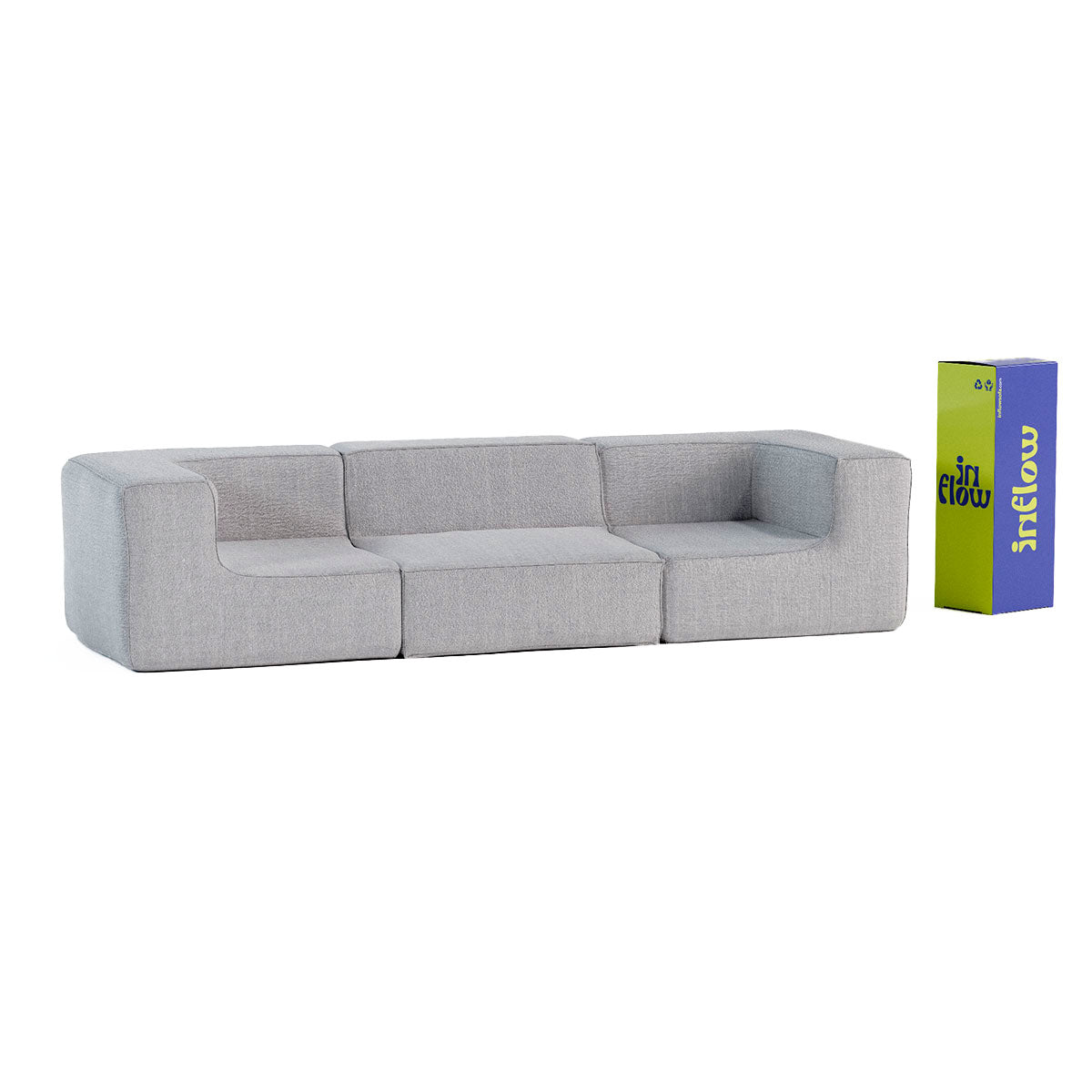 Sofá Modular Flow 3 Lugares 2 Cantos em Boucle Cinza