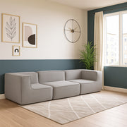 Sofá Modular Flow 3 Lugares 2 Cantos em Boucle Cinza