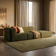 Sofá Modular Flow 2 Lugares 1 Canto com 1 Apoio de Pé em Boucle Plus Green