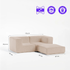 Sofá Modular Flow Boucle Bege - 2 Lugares - 2 Cantos com Apoio de Pé
