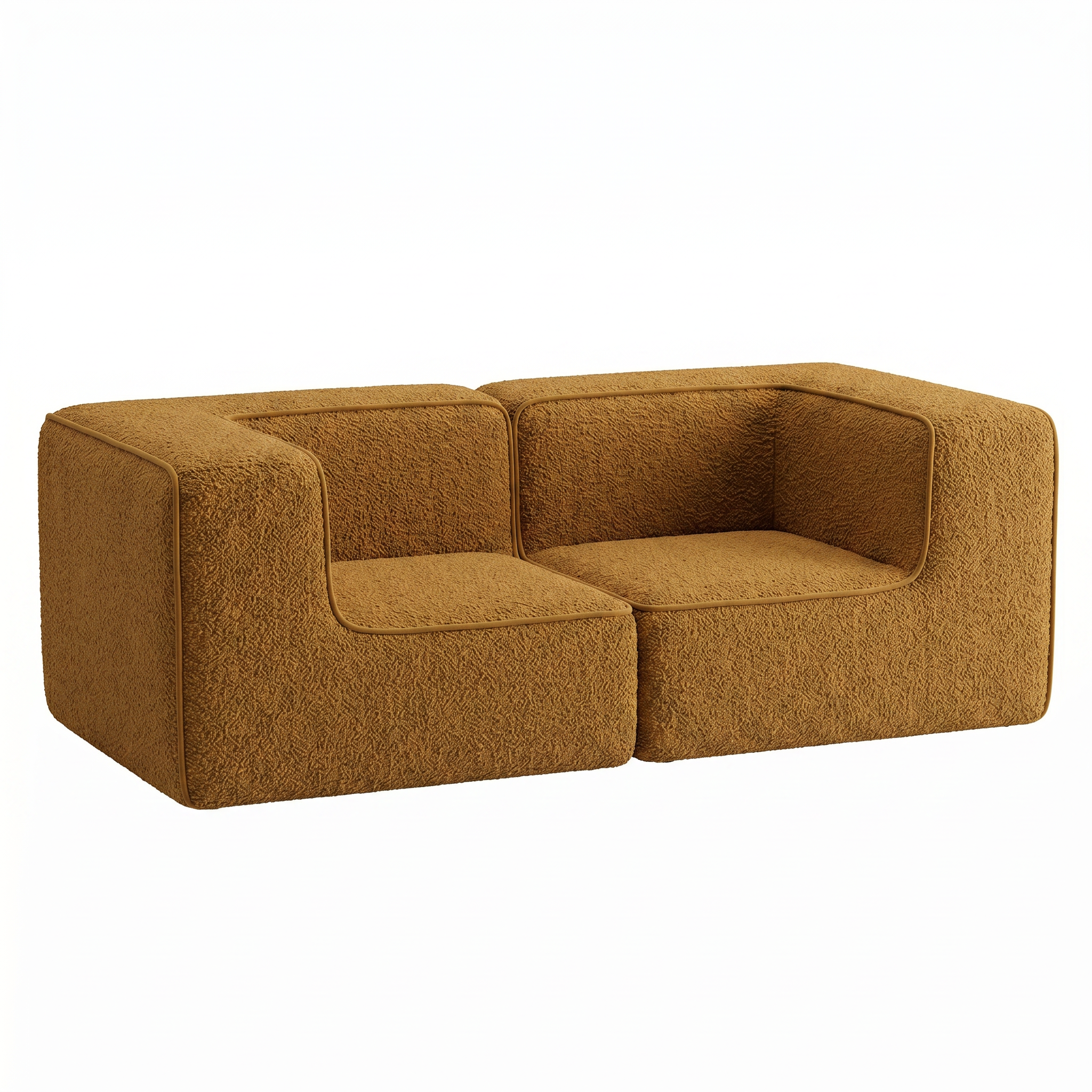 Sofá Modular Flow 2 Lugares 2 Cantos em Boucle Plus Mostarda