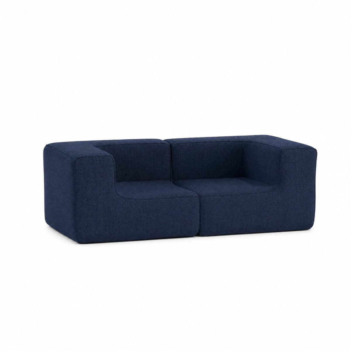 Sofá Modular Flow 2 Lugares 2 Cantos em Boucle Azul Marinho