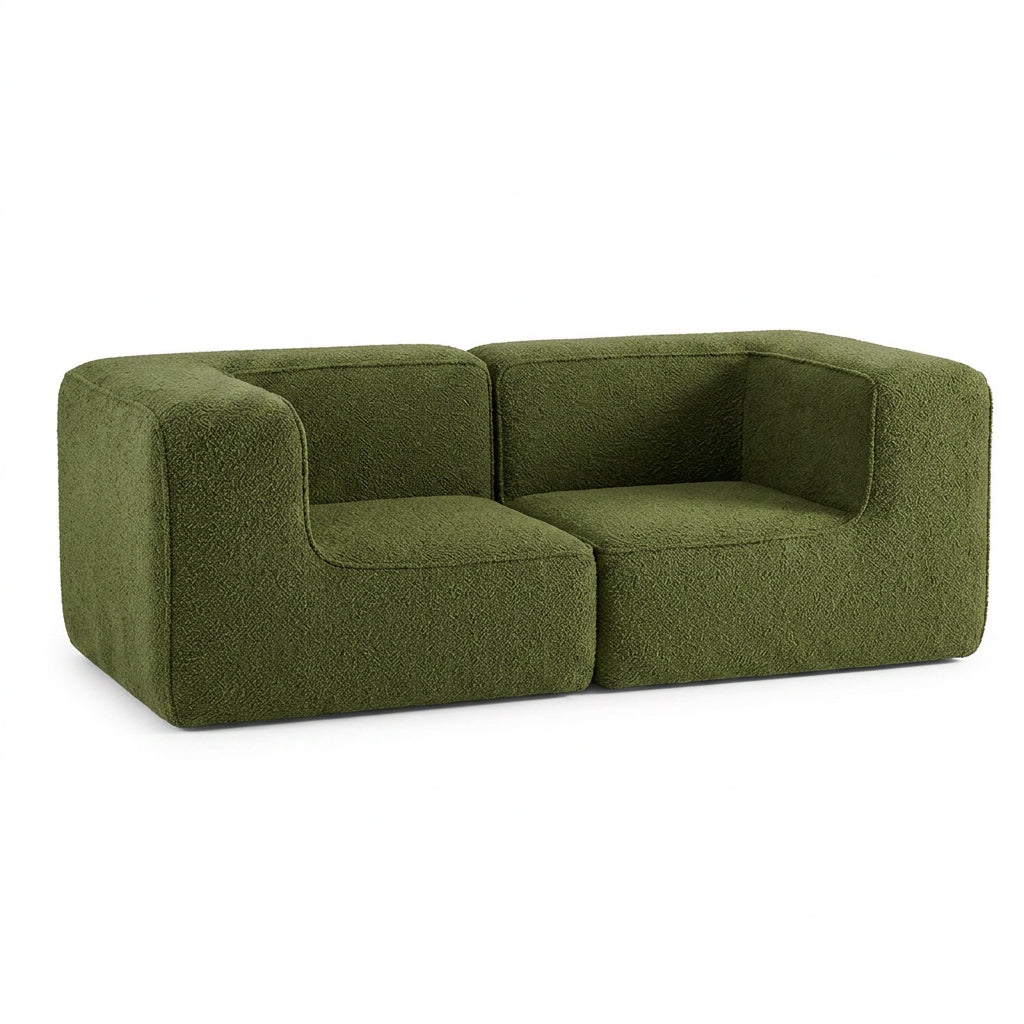 Sofá Modular Flow 2 Lugares 2 Cantos em Boucle Plus Green