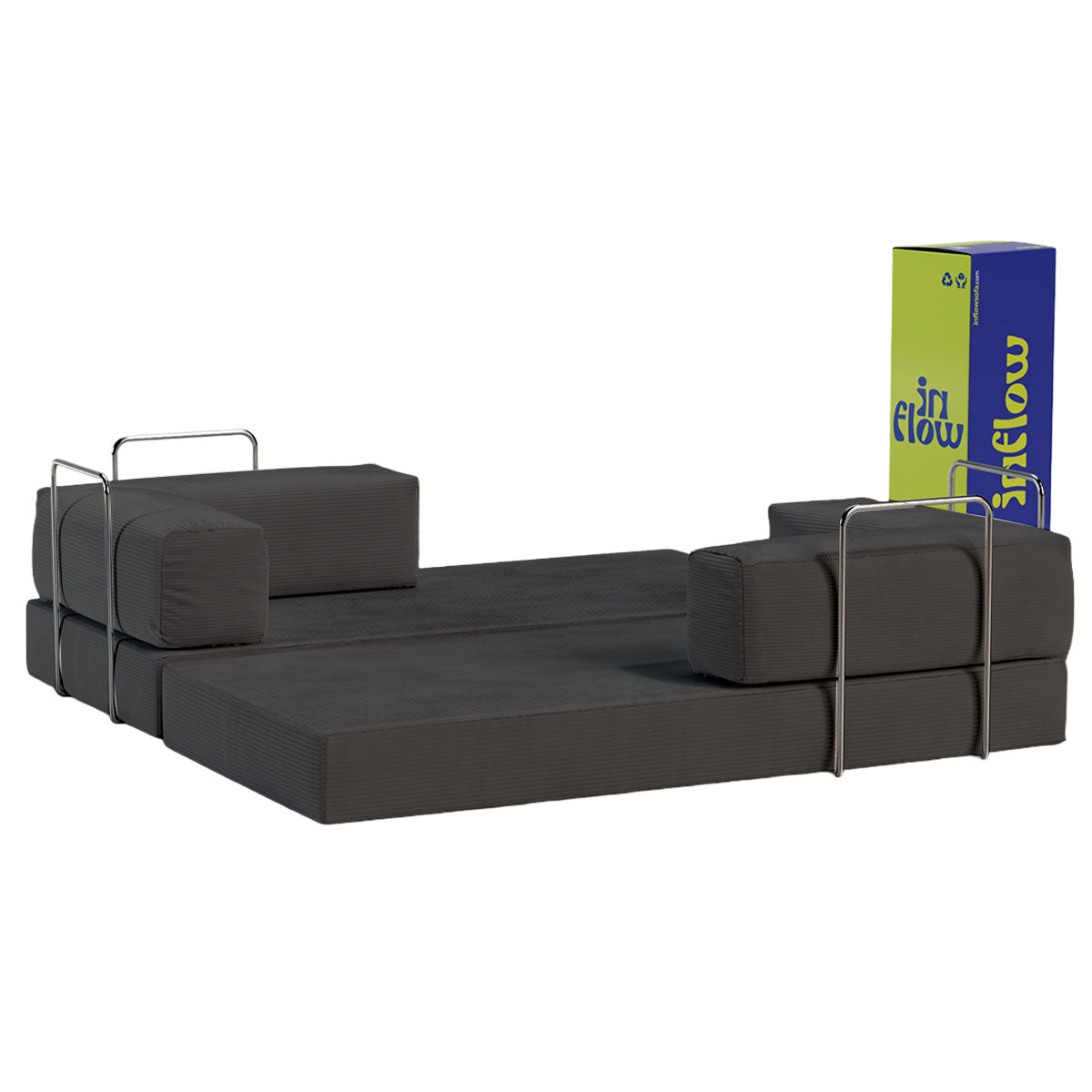 Sofá Cama Flowin em Cotelê - Cinza Grafite