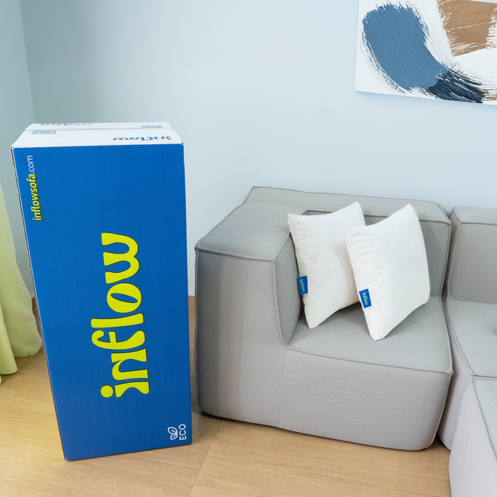 Sofá Modular Flow Boucle Cinza - 3 Lugares - 2 Cantos com 2 Apoio de Pé