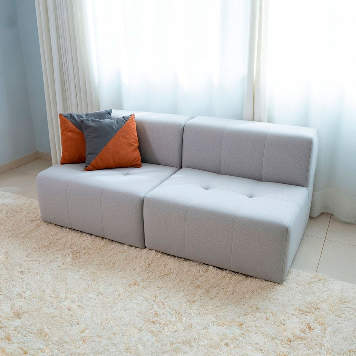 Sofá Modular Boucle Cinza - 2 Lugares