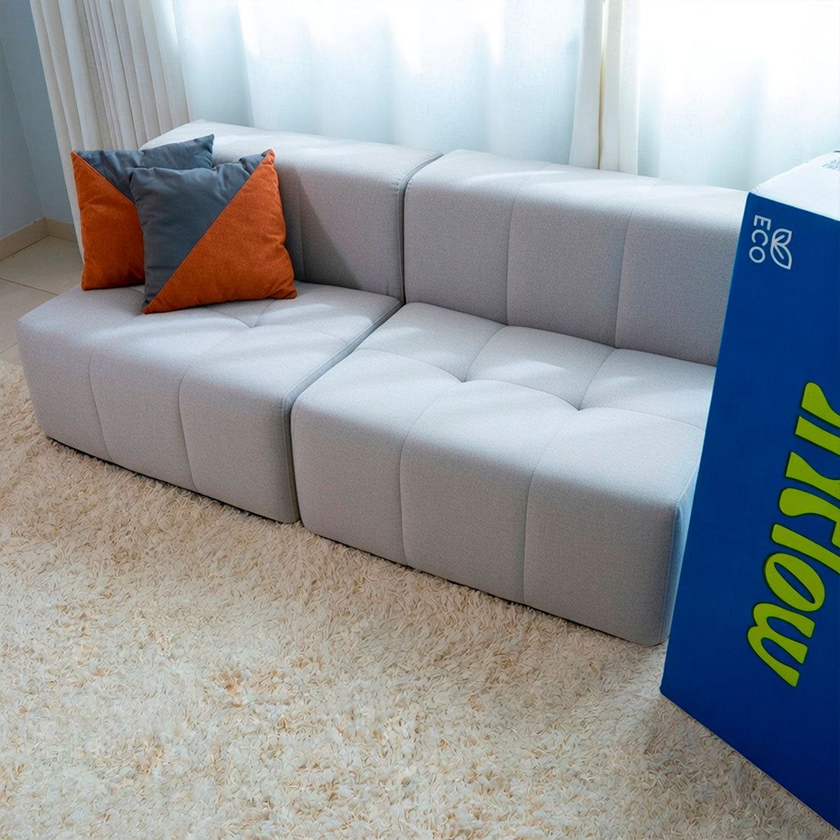 Sofá Modular Boucle Cinza - 2 Lugares