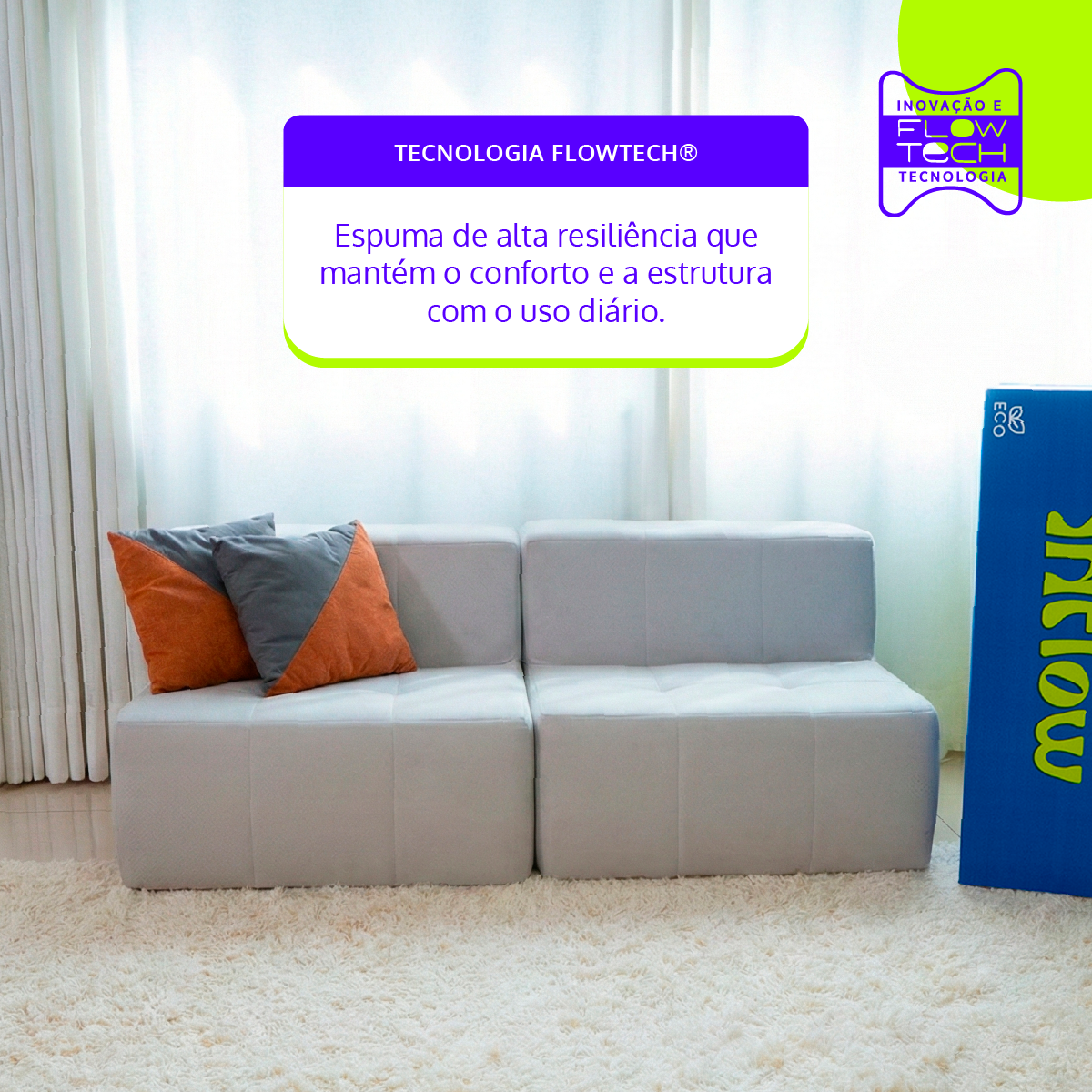 Sofá Modular 2 Lugares em Boucle Cinza