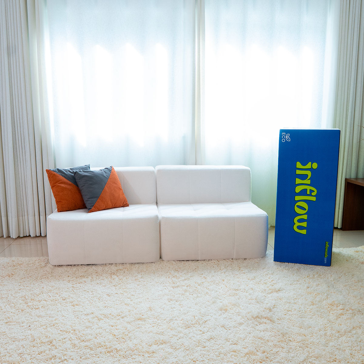 Sofá Modular 2 Lugares em Boucle Bege