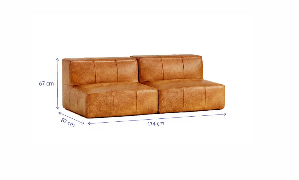 Sofá Modular 2 Lugares em Poli-Couro Marrom