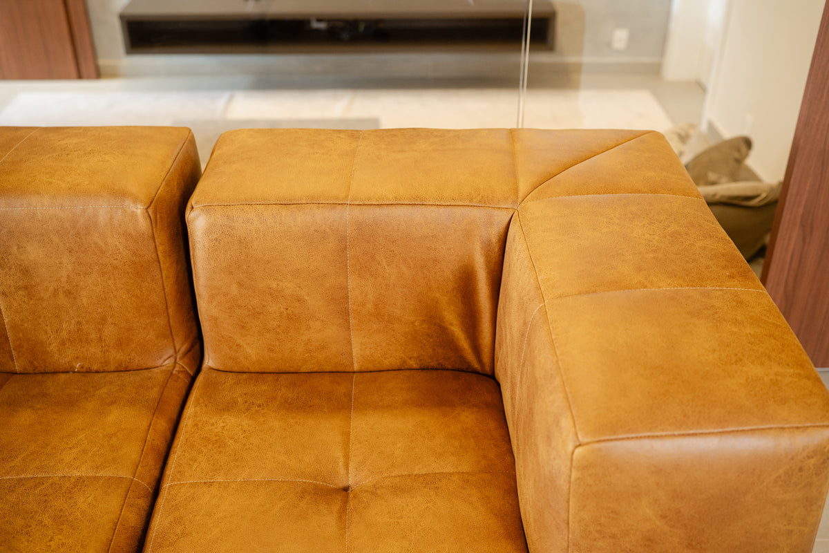 Sofá Modular 2 Lugares em Poli-Couro Marrom
