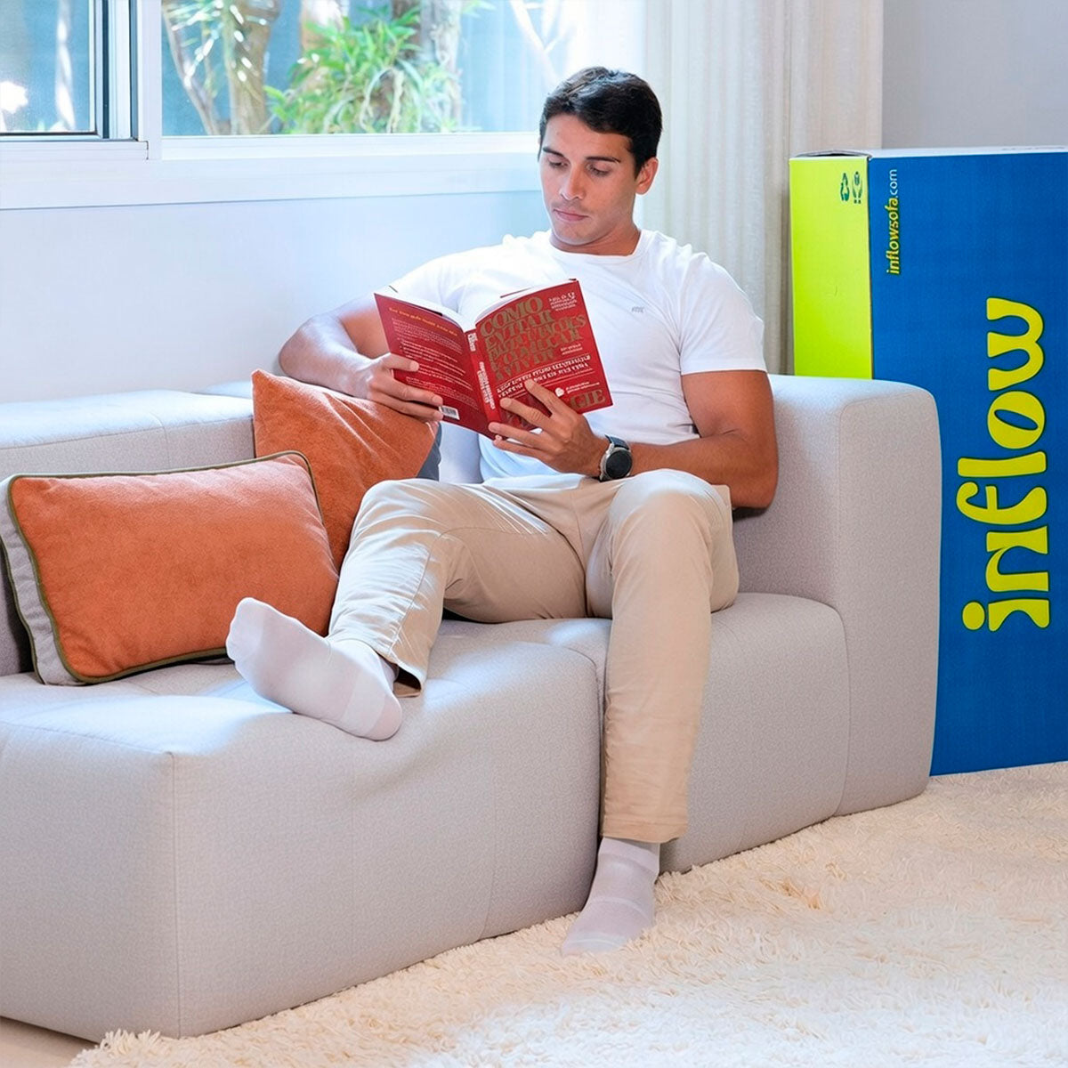 Sofá Modular Boucle Cinza - 2 Lugares - 1 Canto