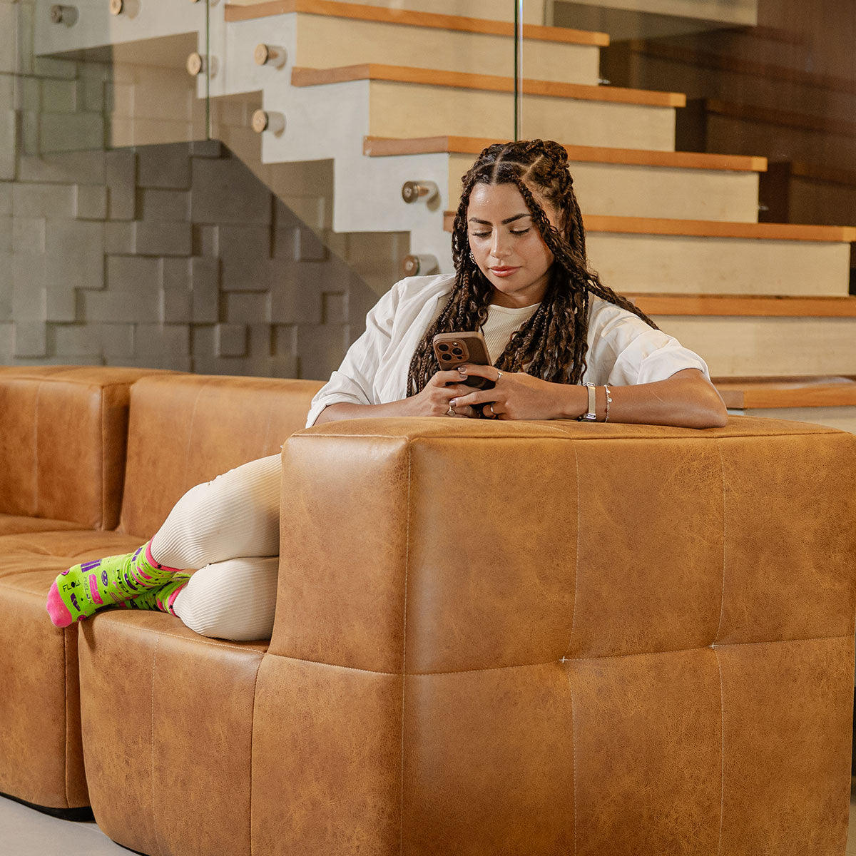 Sofá Modular Poli-Couro Marrom - 2 Lugares - 2 Cantos