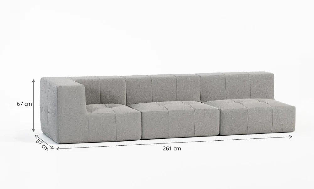 Sofá Modular 3 Lugares 1 Canto em Boucle Cinza