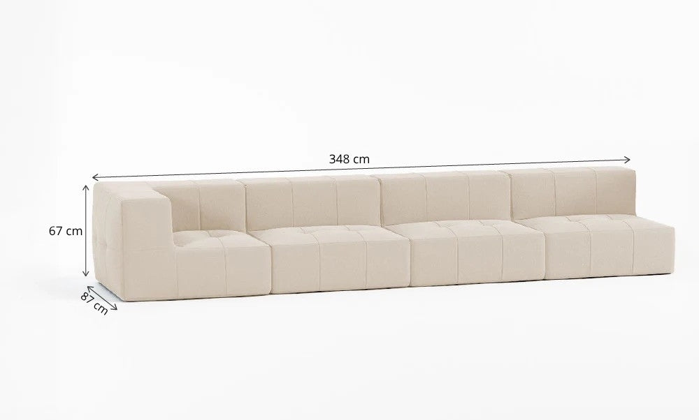 Sofá Modular 4 Lugares 1 Canto em Boucle Bege