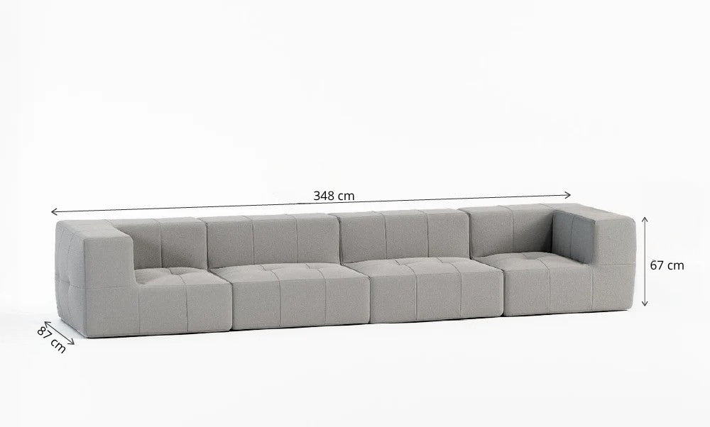 Sofá Modular 4 Lugares 2 Cantos em Boucle Cinza