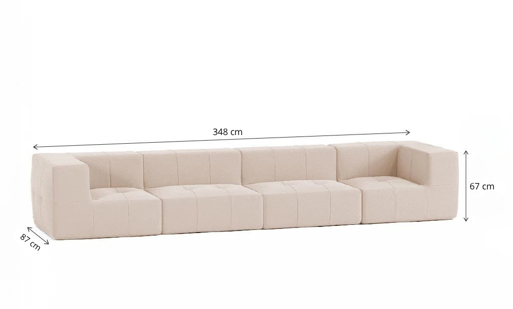 Sofá Modular 4 Lugares 2 Cantos em Boucle Bege