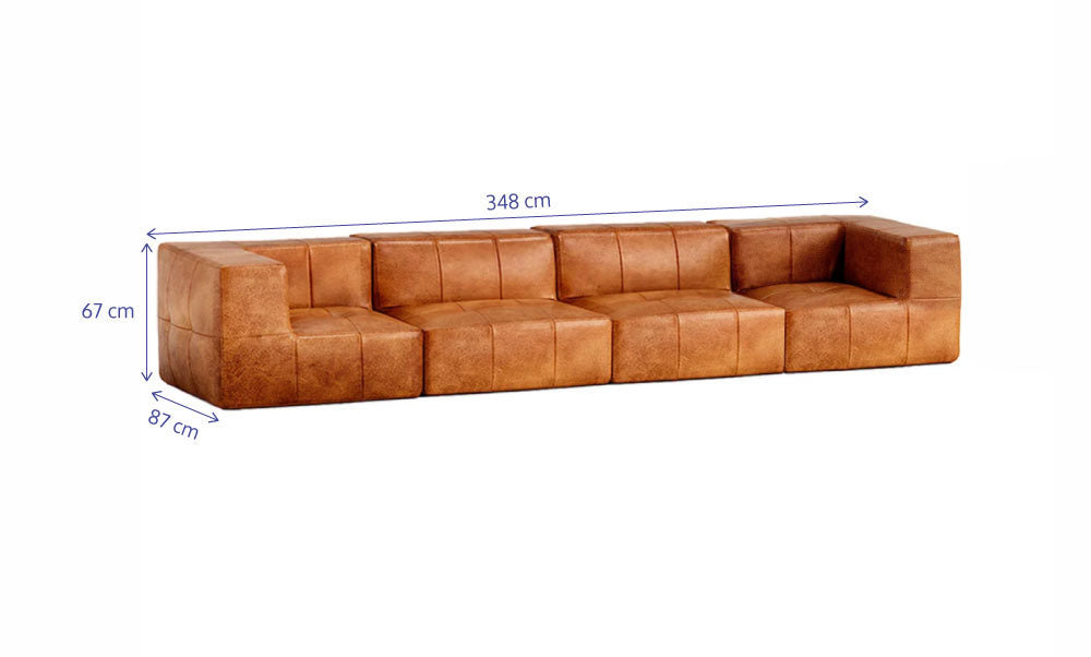Sofá Modular 4 Lugares 2 Cantos em Poli-Couro Marrom