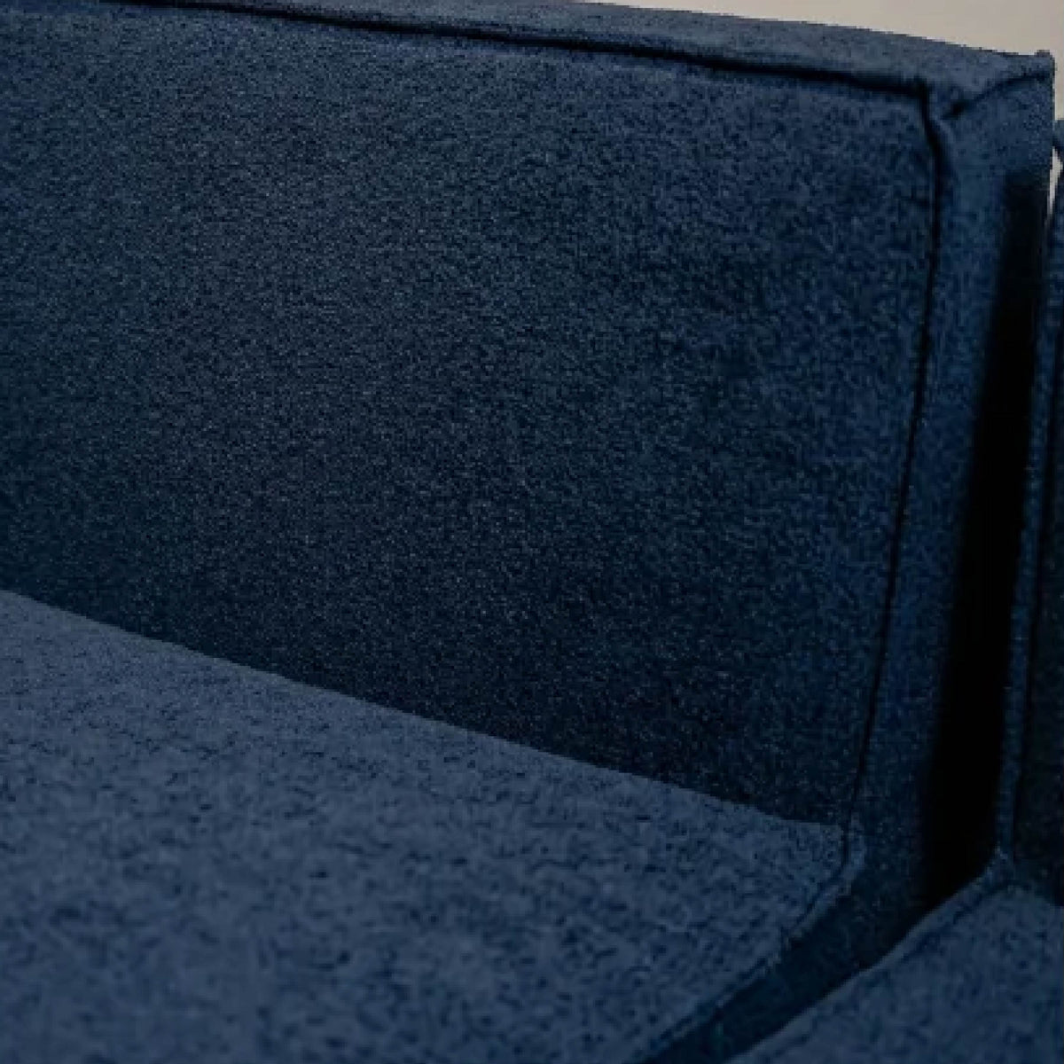 Sofá Modular Flow 2 Lugares 1 Canto com 1 Apoio de Pé em Boucle Azul Marinho