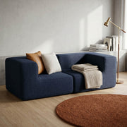 Sofá Modular Flow 2 Lugares 2 Cantos em Boucle Azul Marinho