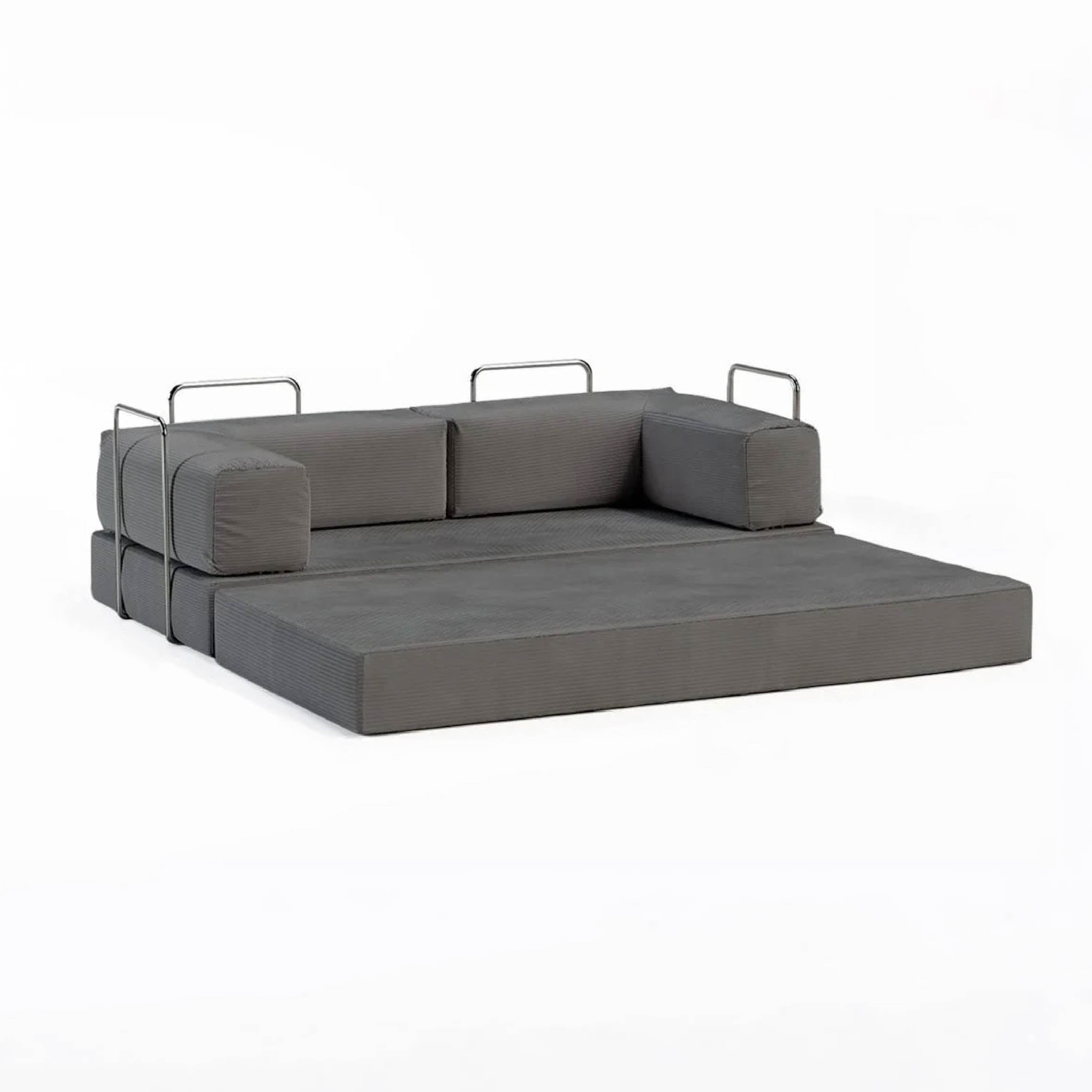 Sofá Cama Flowin em Cotele Cinza