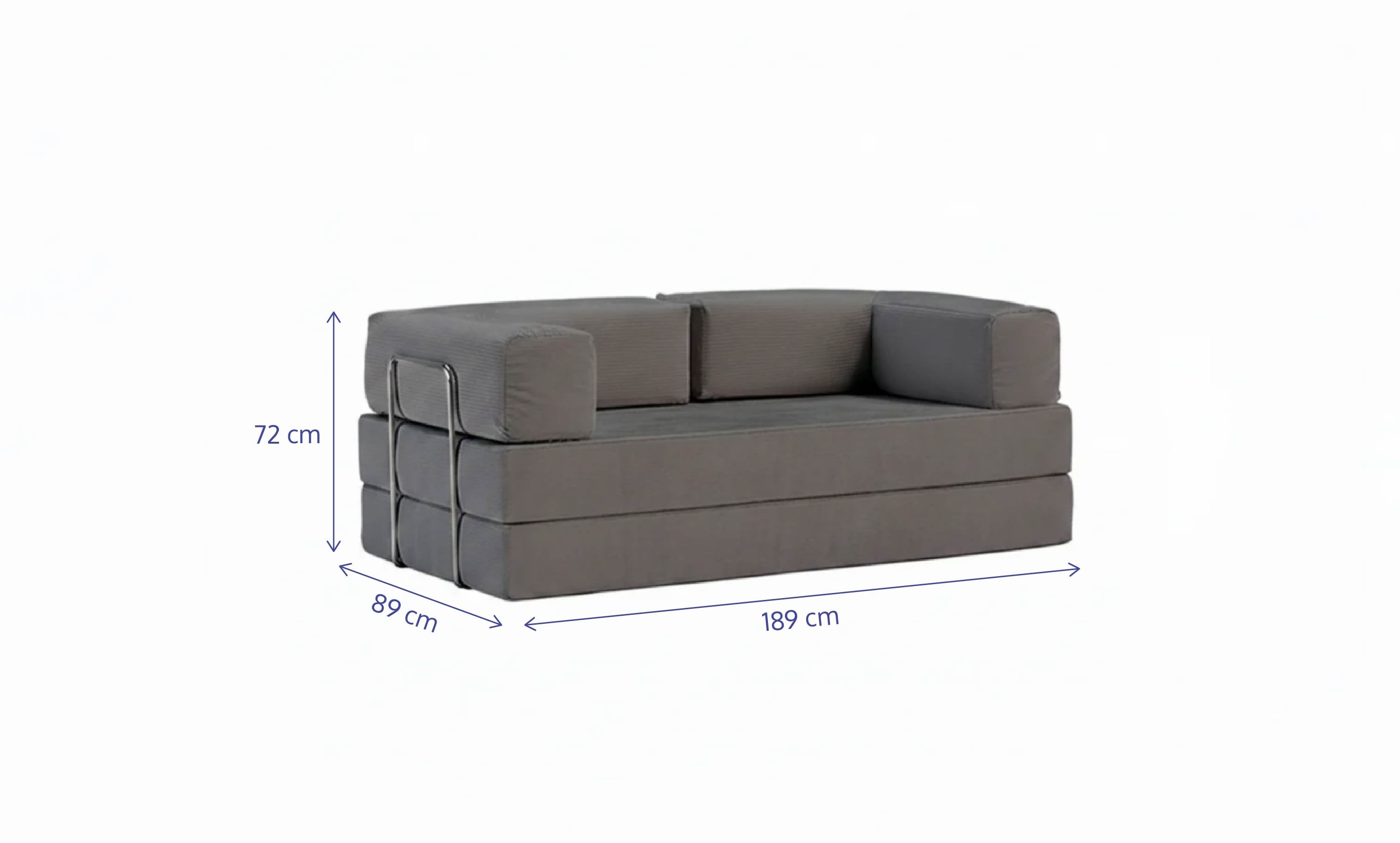 Sofá Cama Flowin em Cotele Cinza