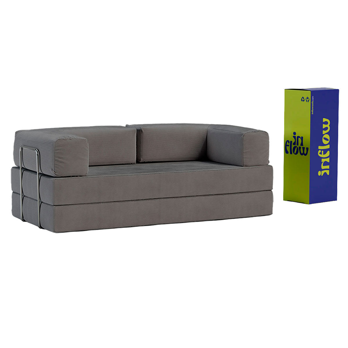 Sofá-Cama Flowin Cotelê - Cinza