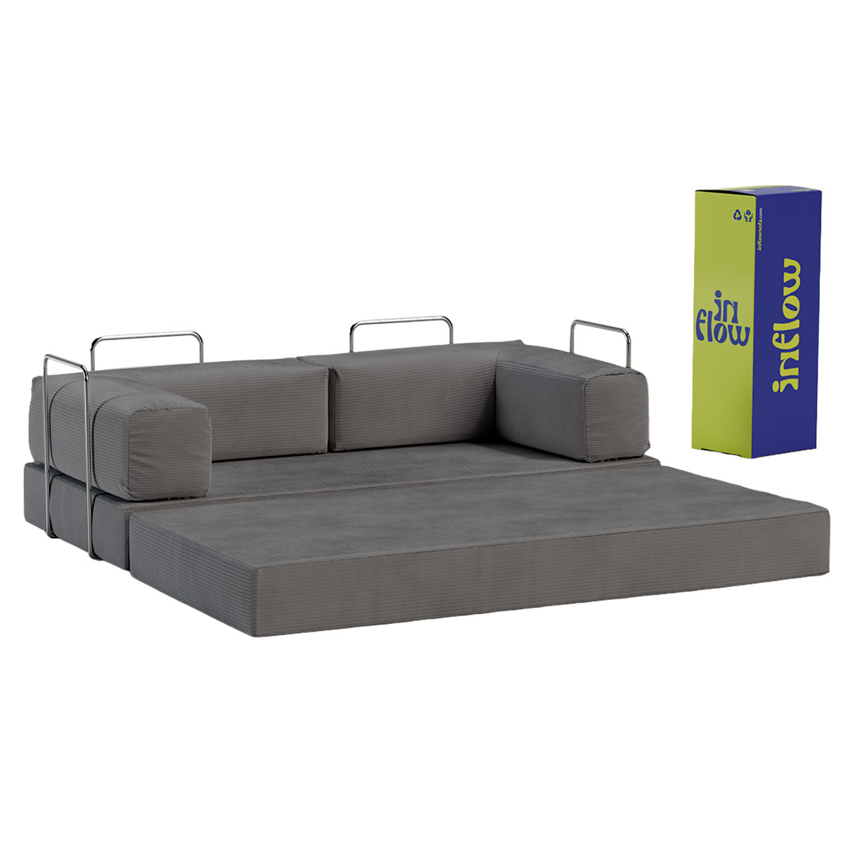 Sofá-Cama Flowin Cotelê - Cinza