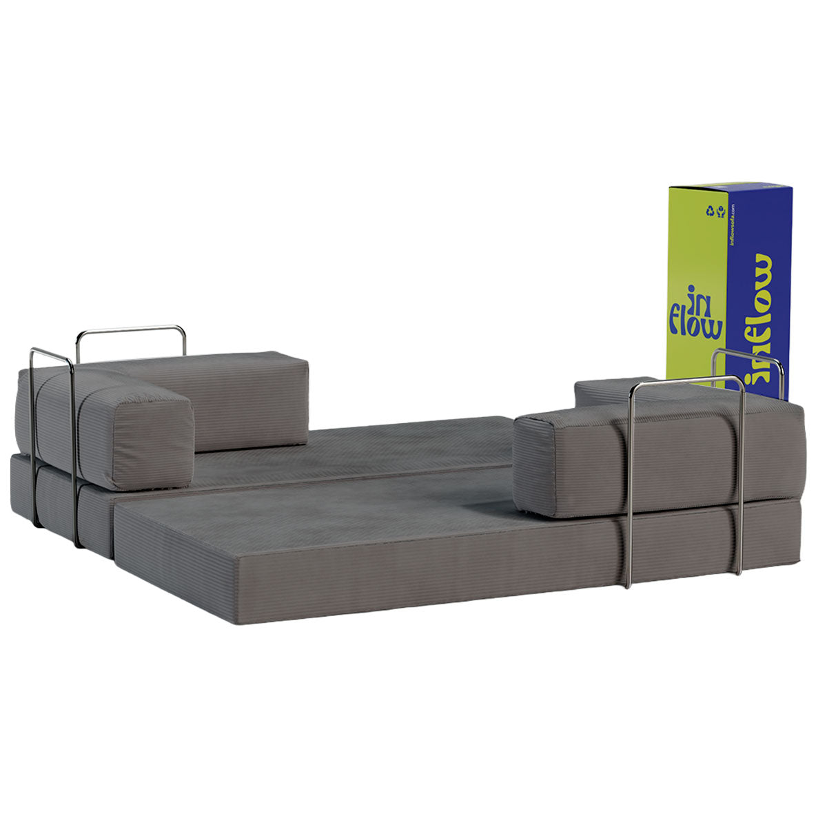 Sofá-Cama Flowin Cotelê - Cinza