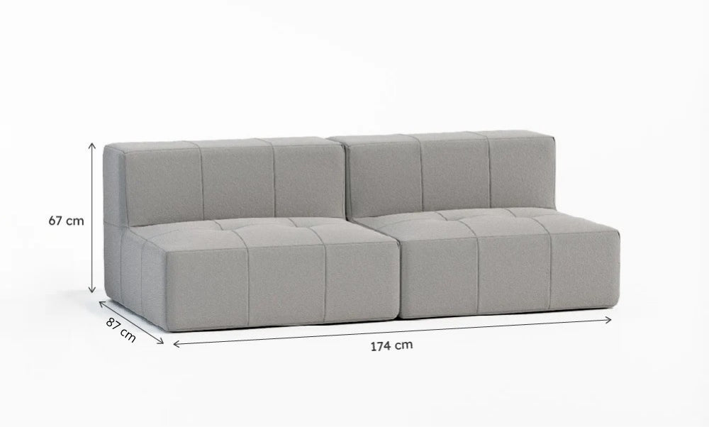 Sofá Modular 2 Lugares em Boucle Cinza