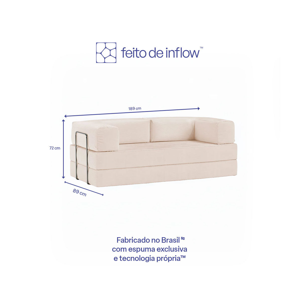 Sofá Cama Flowin em Cotele Bege