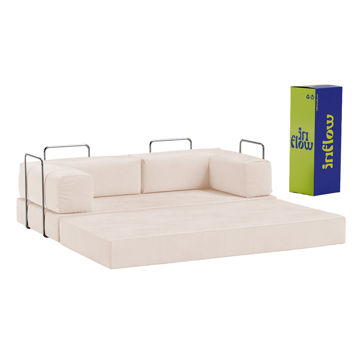 Sofá-Cama Flowin Cotelê - Bege