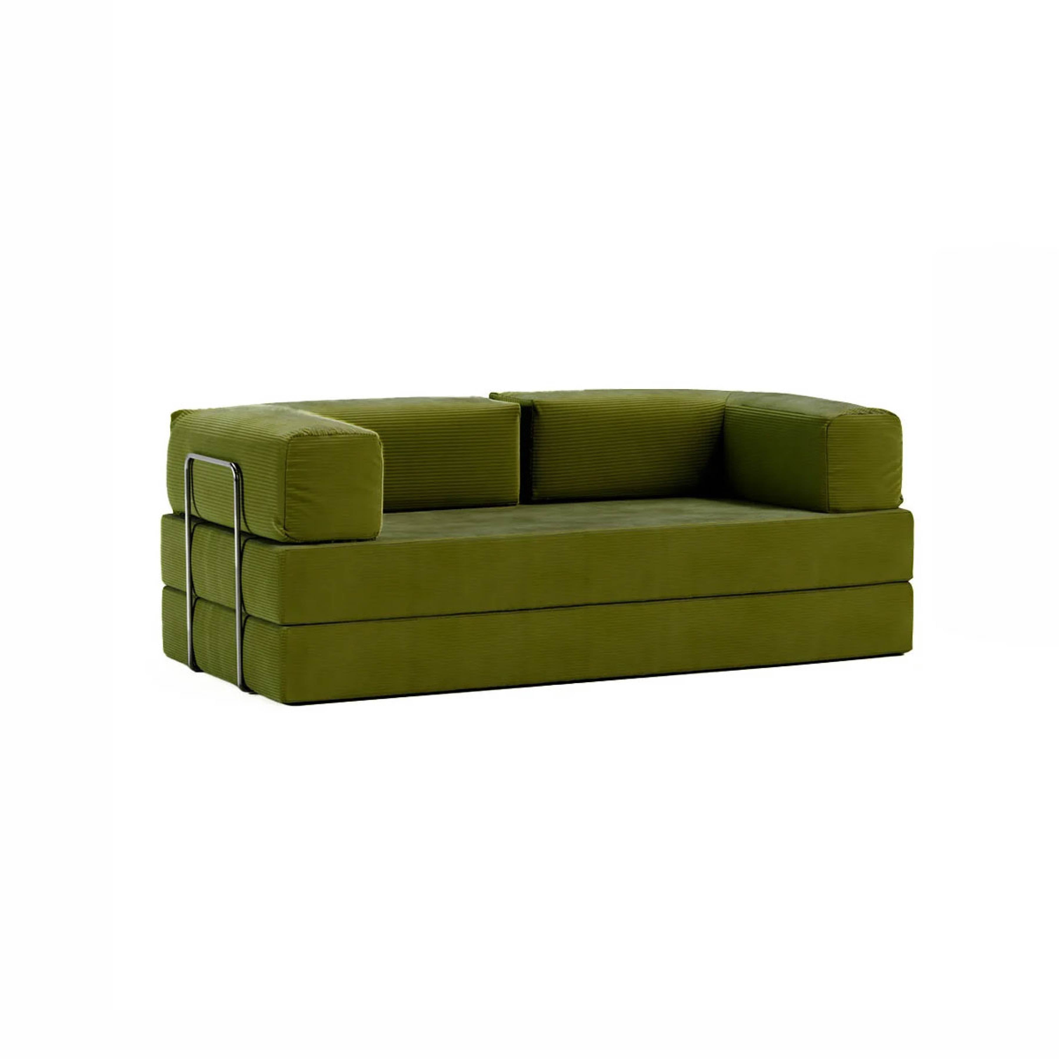 Sofá Cama Flowin em Cotele Verde Oliva