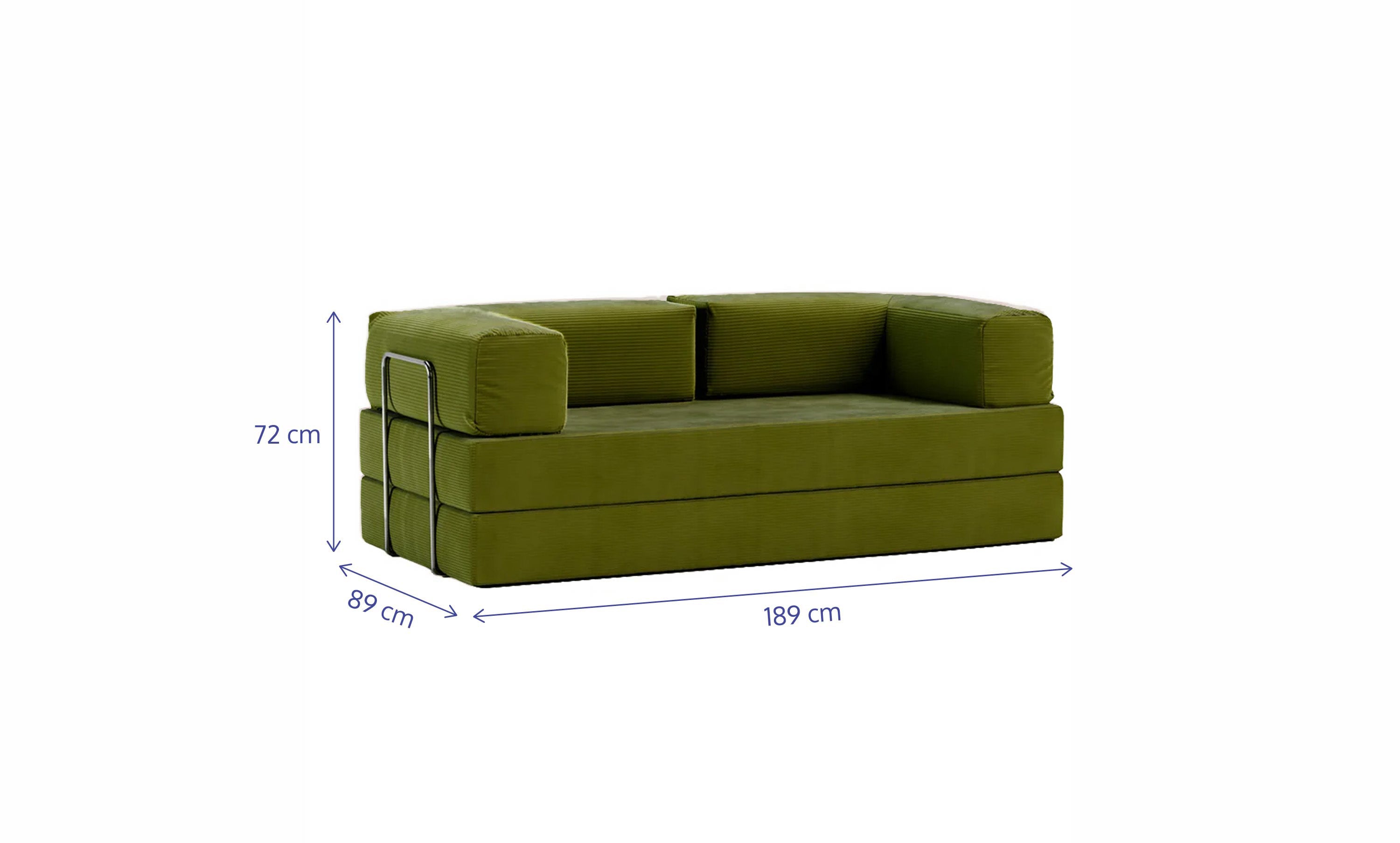 Sofá Cama Flowin em Cotele Verde Oliva