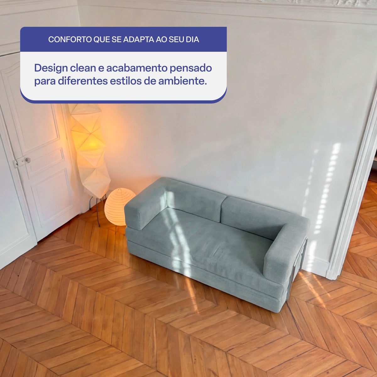 Sofá Cama Flowin em Cotele Azul Menta