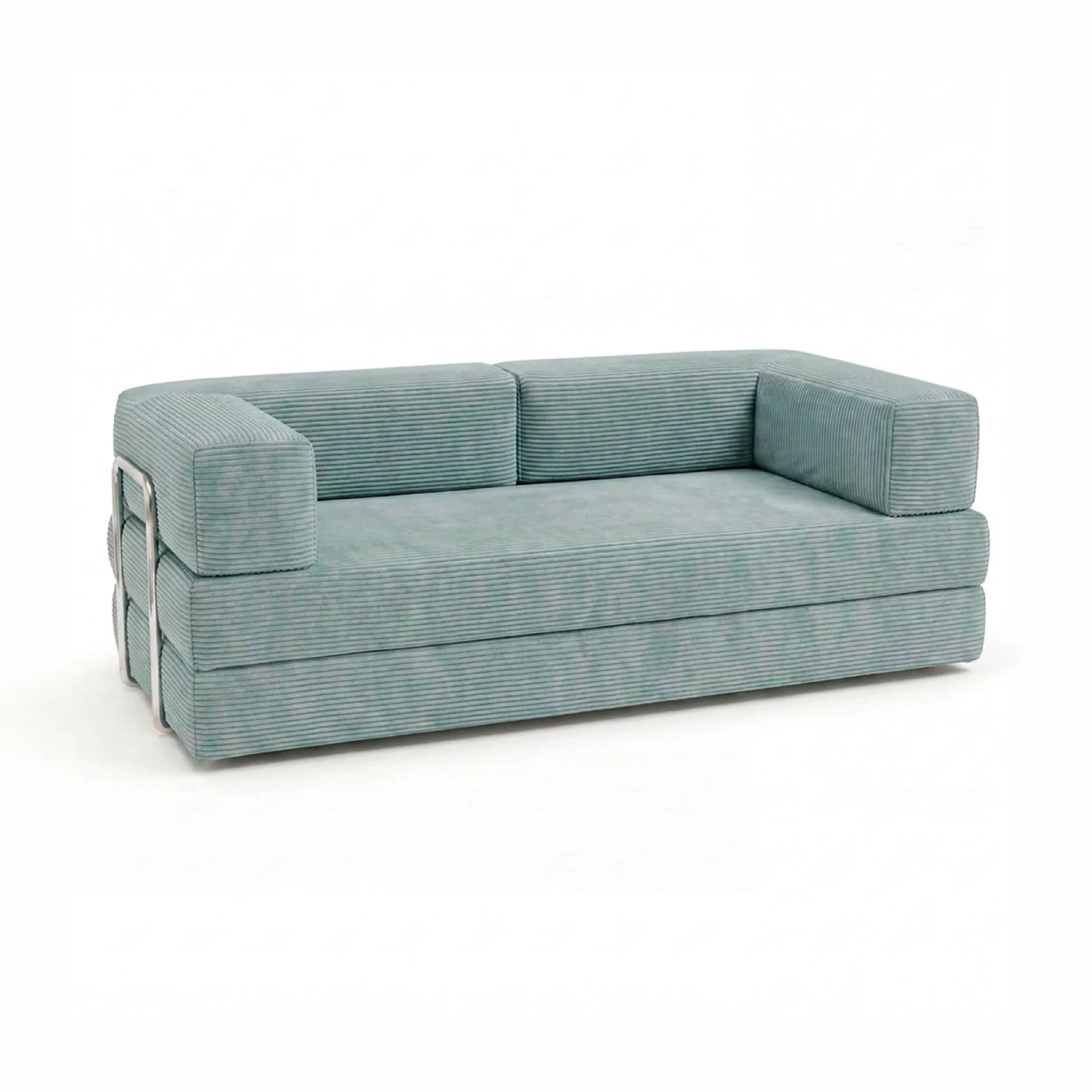 Sofá Cama Flowin em Cotele Azul Menta