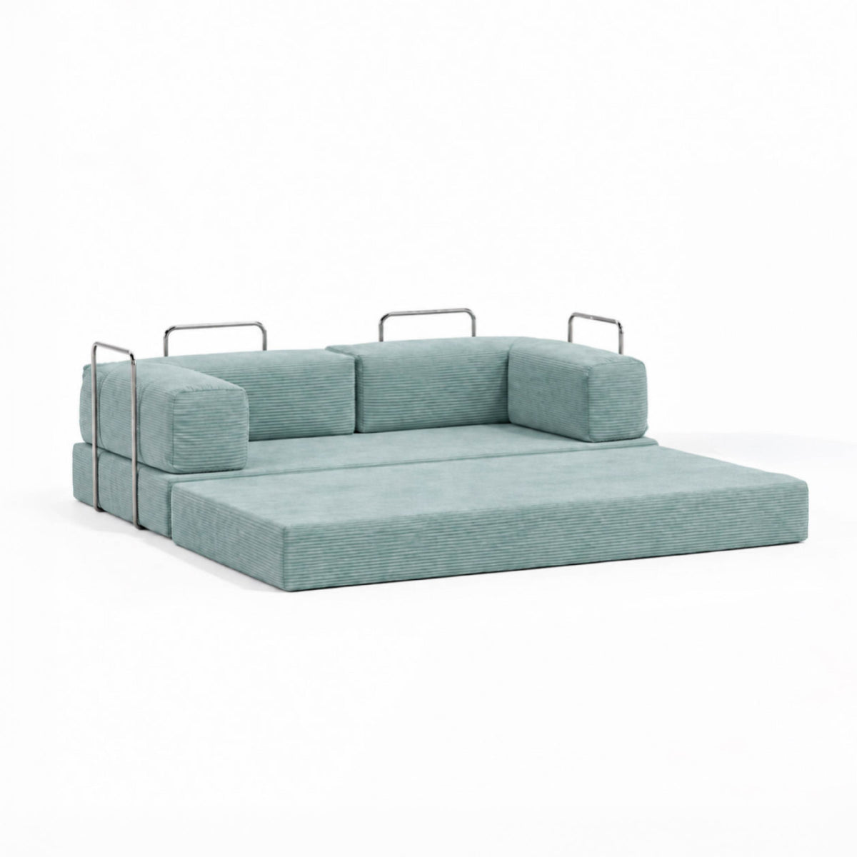 Sofá Cama Flowin em Cotele Azul Menta