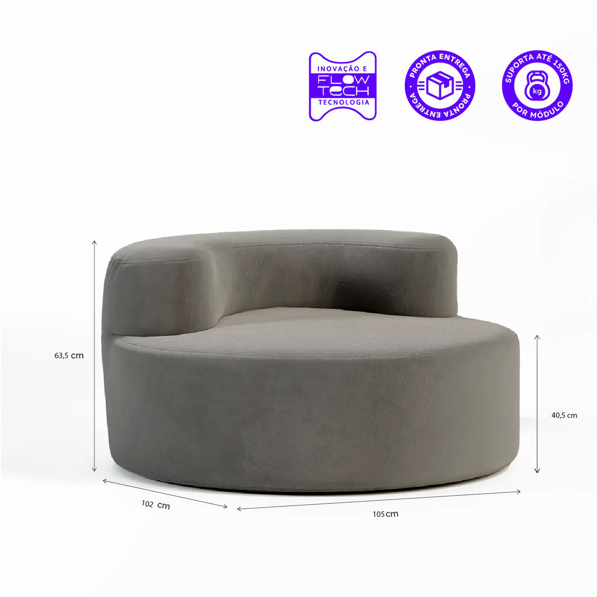 Poltrona Luna Boucle  - Cinza