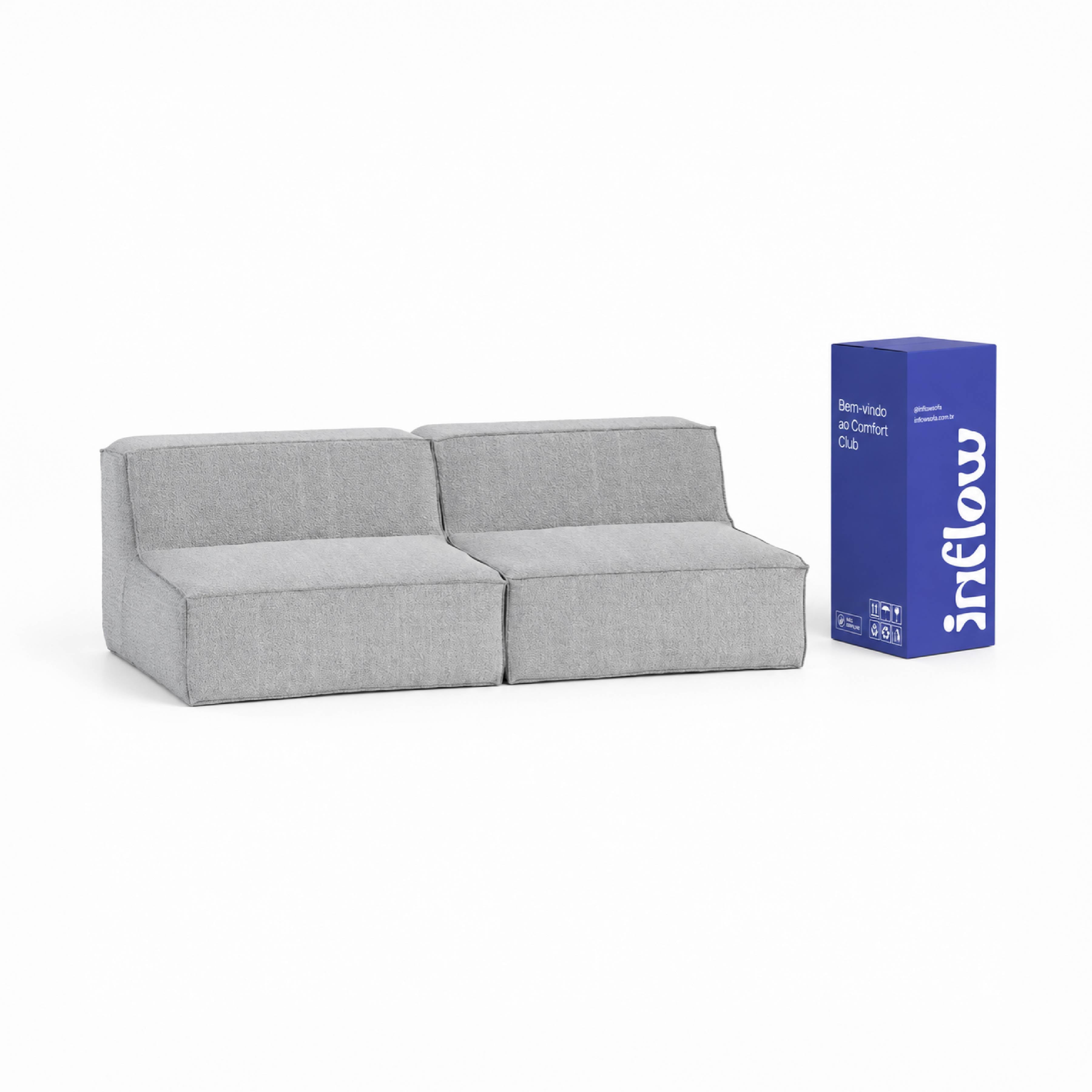 Sofá Modular Flow 2 Lugares em Boucle Cinza