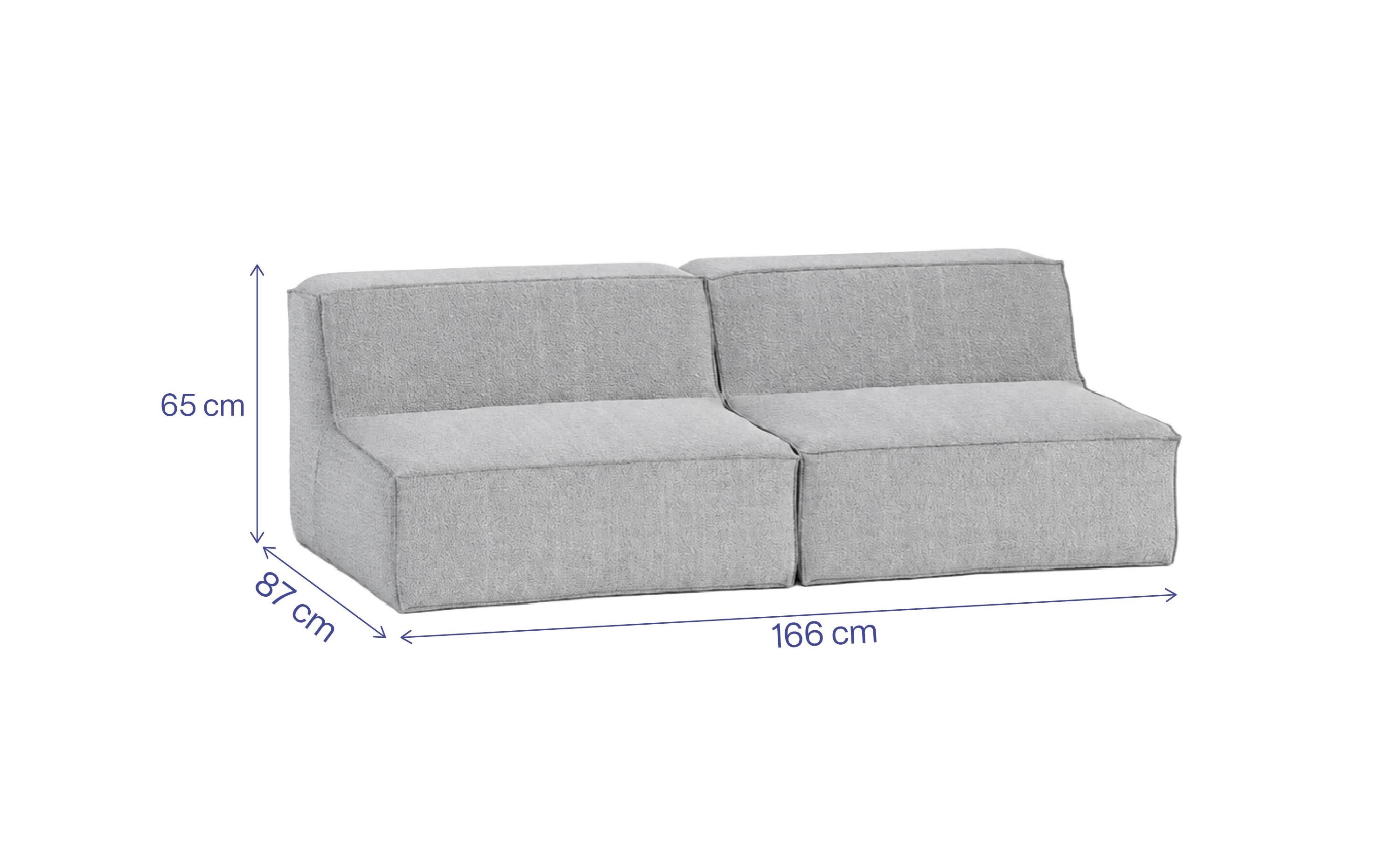 Sofá Modular Flow 2 Lugares em Boucle Cinza