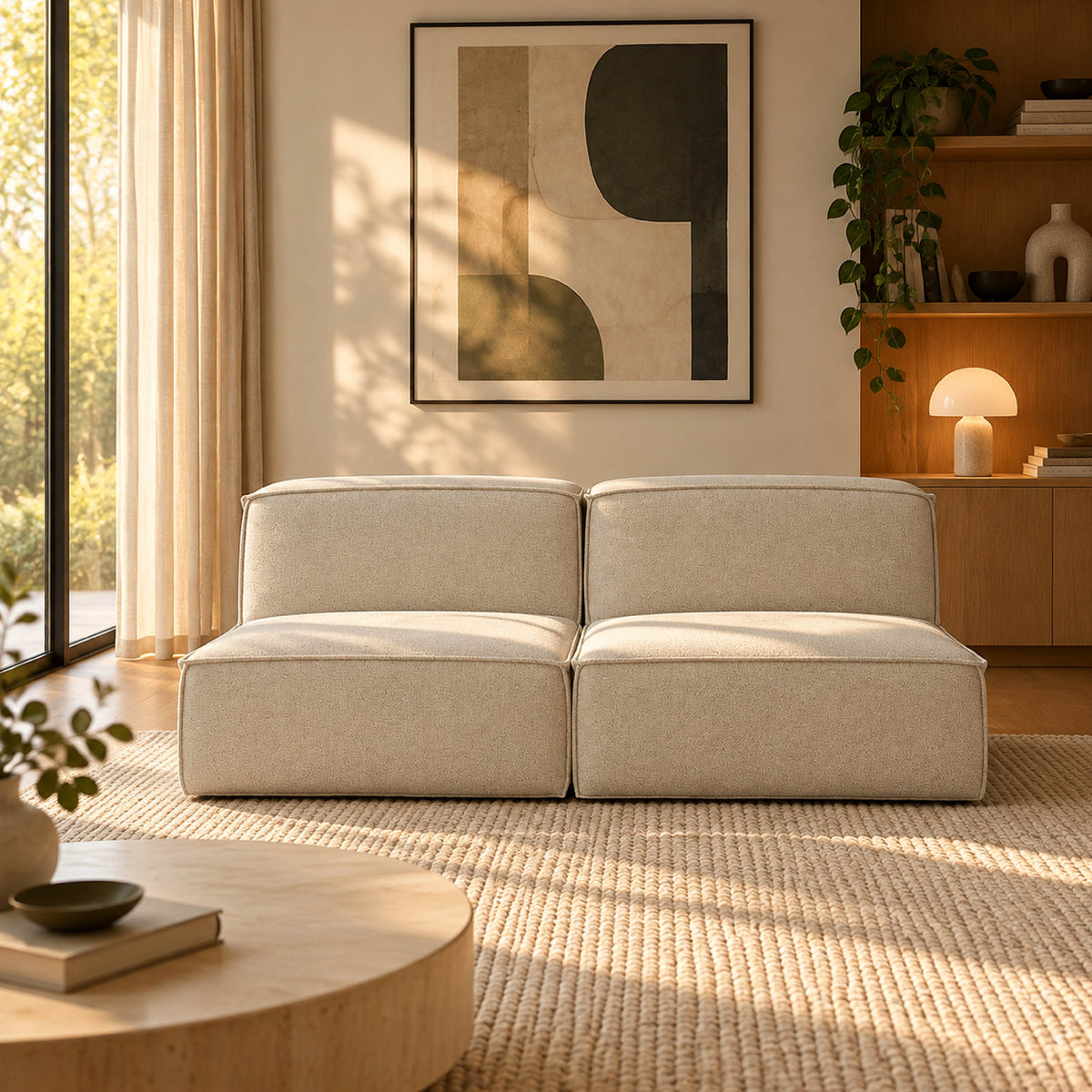 Sofá Modular Flow 2 Lugares em Boucle Bege