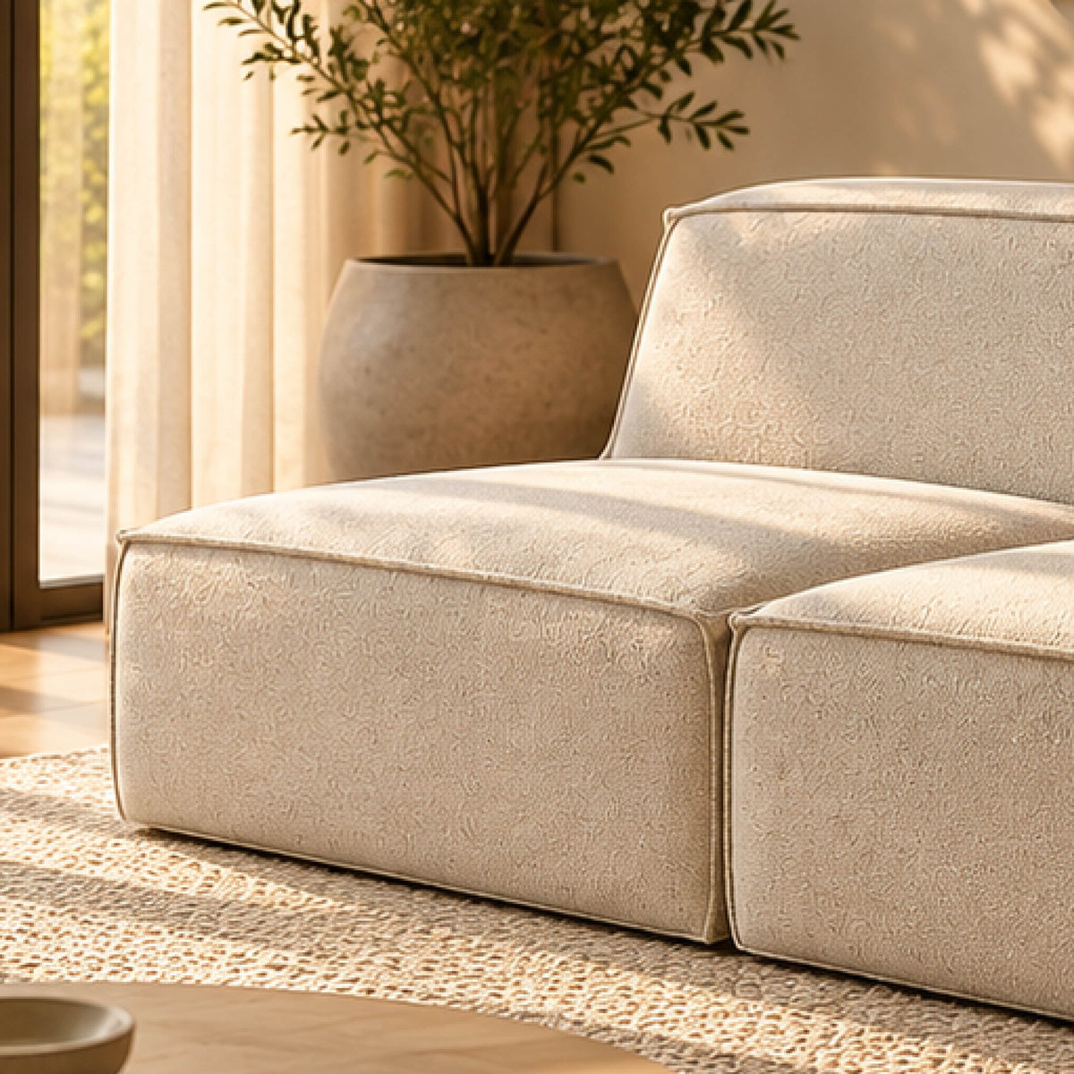 Sofá Modular Flow 2 Lugares em Boucle Bege