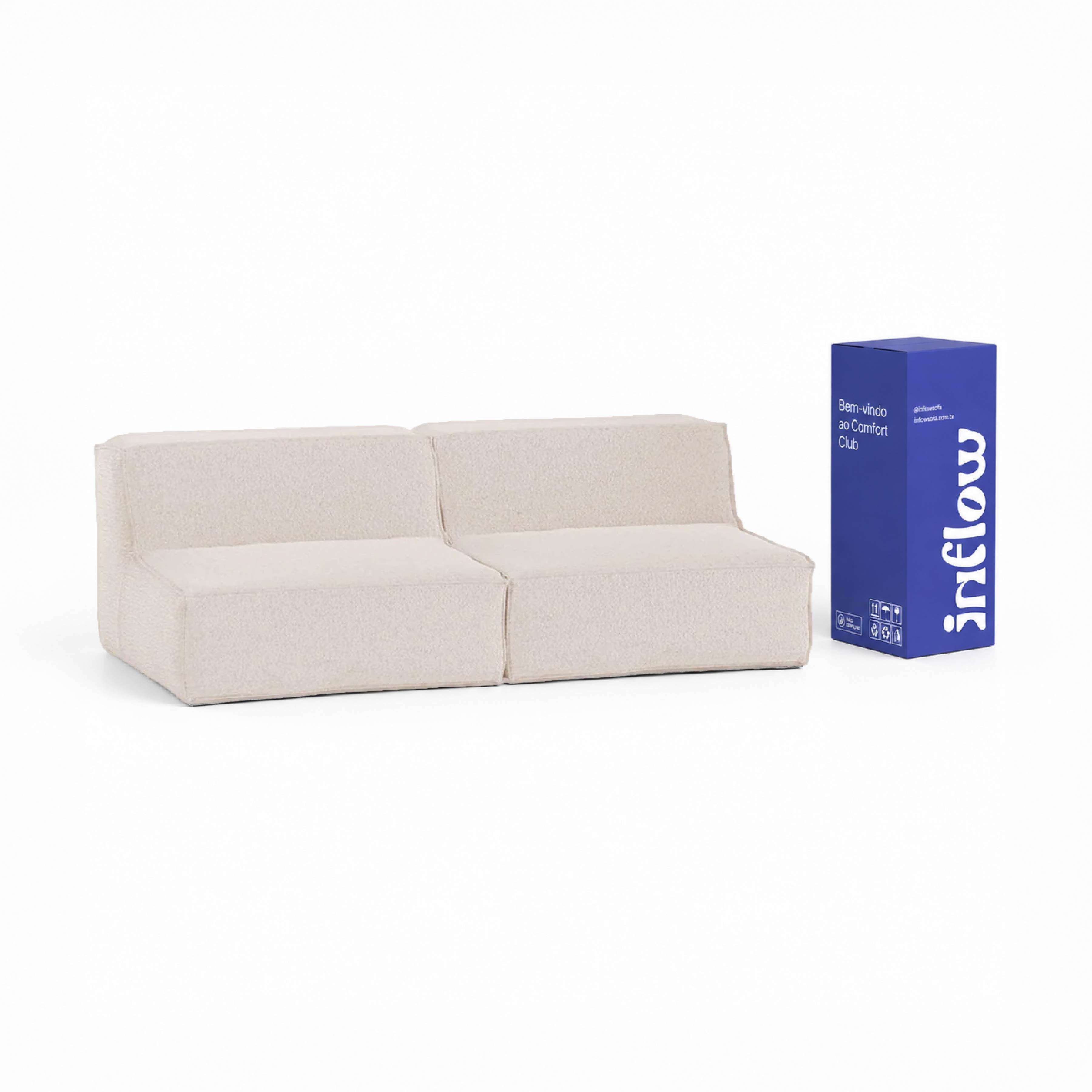 Sofá Modular Flow 2 Lugares em Boucle Bege
