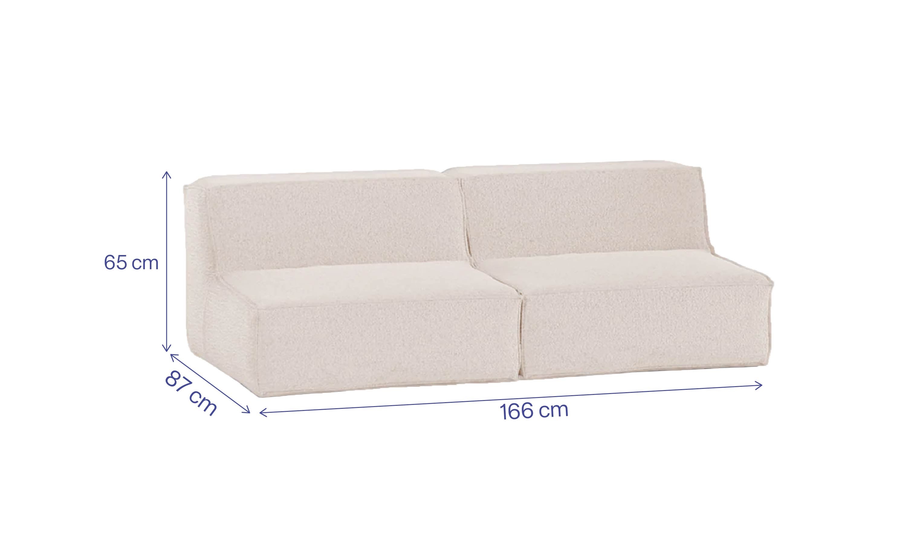 Sofá Modular Flow 2 Lugares em Boucle Bege