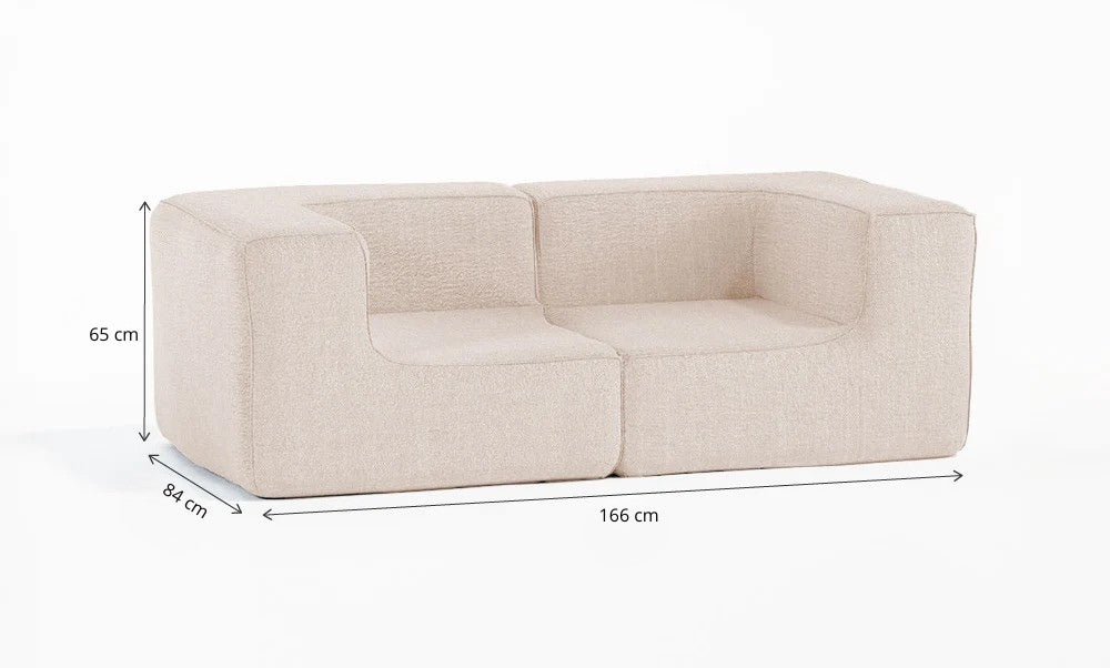 Sofá Modular Flow 2 Lugares 2 Cantos em Boucle Bege