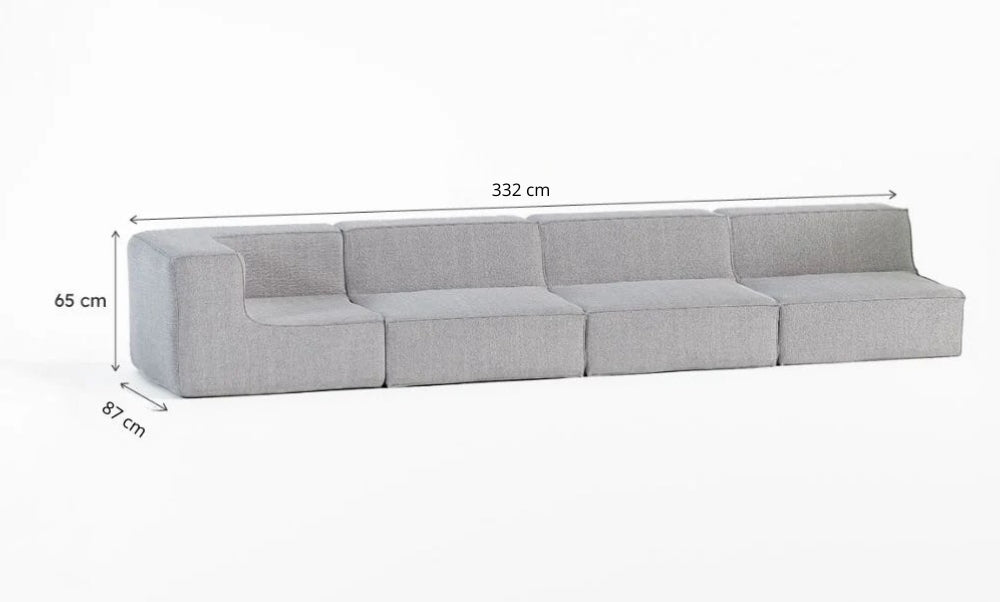 Sofá Modular Flow 4 Lugares 1 Canto em Boucle Cinza