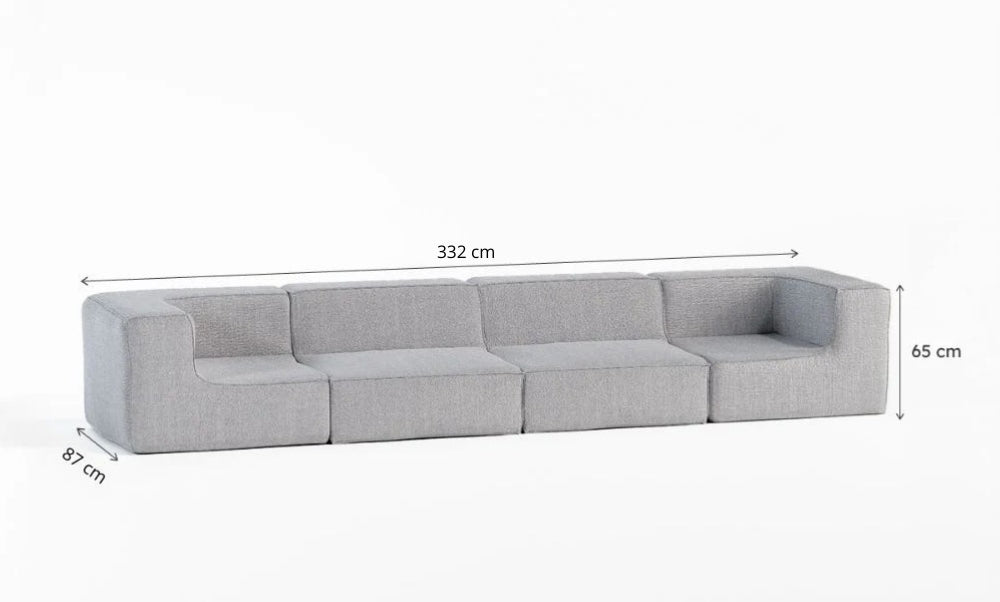 Sofá Modular Flow 4 Lugares 2 Cantos em Boucle Cinza