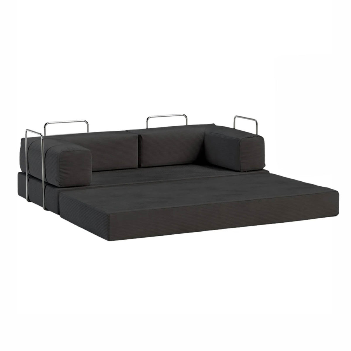 Sofá-Cama Flowin Cotelê com Apoio de Pé - Cinza Grafite